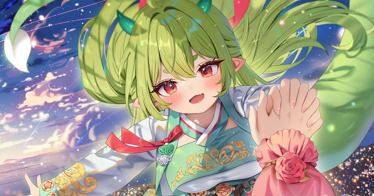  绿发女子插画特辑 