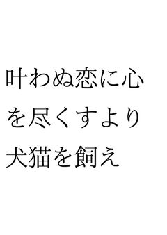 叶わぬ恋に心を尽くすより犬猫を飼え