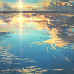 This is a pixiv picture whose title is ２０１８最後の夕焼け.