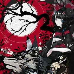 This is a pixiv picture whose title is 北斎と戌.