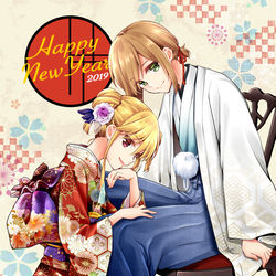 This is a pixiv picture whose title is Happy New Year 2019.