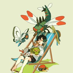 This is a pixiv picture whose title is ポケモンと一緒！.