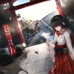 This is a pixiv picture whose title is 銃使ノ巫女2019.