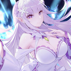 This is a pixiv picture whose title is エミリアヽ(✿ﾟ▽ﾟ)ノ.