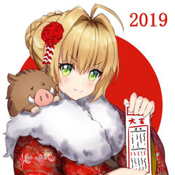 This is a pixiv picture whose title is 2019描き初め.