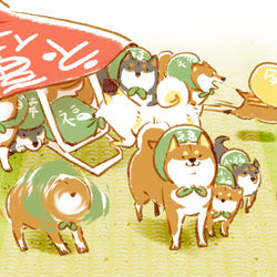 This is a pixiv picture whose title is 福犬袋.