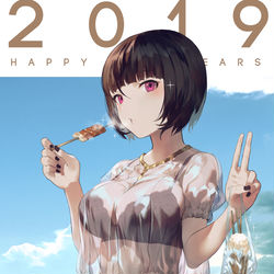 This is a pixiv picture whose title is HNY2019.