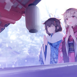 This is a pixiv picture whose title is はつもうで.