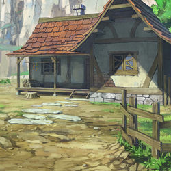 This is a pixiv picture whose title is フリー素材 背景 ファンタジー 家.