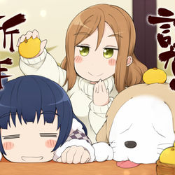 This is a pixiv picture whose title is こたつとみかんとよしまる.