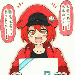 This is a pixiv picture whose title is 赤血球ちゃんが酸素をもって猪突猛進体内循環をするシリーズ②.