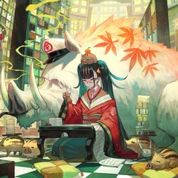 This is a pixiv picture whose title is 白猪の文殿.