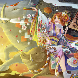 This is a pixiv picture whose title is 謹賀亥年.