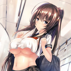 This is a pixiv picture whose title is 短め制服娘.