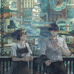 This is a pixiv picture whose title is 早朝出勤.