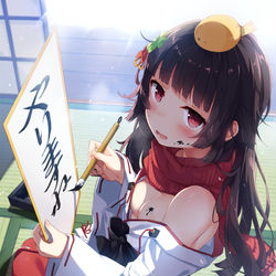 This is a pixiv picture whose title is 一〇〇式ちゃんの書初め.
