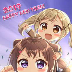 This is a pixiv picture whose title is イノシシ香澄とニッコリ有咲.