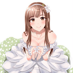 This is a pixiv picture whose title is 白桔梗モチーフの純白ドレス系のSSRが来て欲しいな～っていう妄想.
