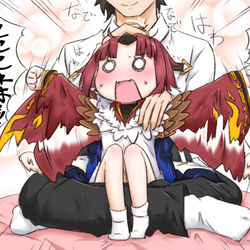 This is a pixiv picture whose title is 紅閻魔ちゃんをひたすら甘やかｓ…、ひたすら甘えたいッ！ （＾ν＾.