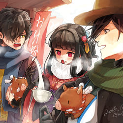 This is a pixiv picture whose title is お年賀土佐トリオ.