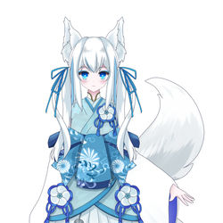 This is a pixiv picture whose title is Vtuber狐狐音の前、Live2D+Facerig用立ち絵.