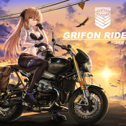 This is a pixiv picture whose title is 春田 / BMW RnineT [그리폰라이더즈].