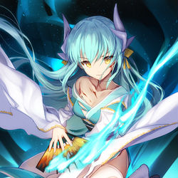 This is a pixiv picture whose title is 青い炎.