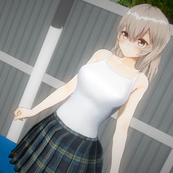 This is a pixiv picture whose title is 白スク水！！.