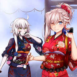 This is a pixiv picture whose title is 武蔵ちゃん＆邪ンヌ.