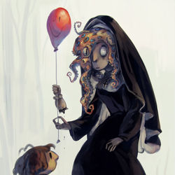 This is a pixiv picture whose title is 敬虔な影.