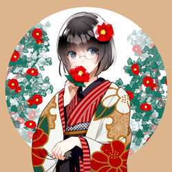 This is a pixiv picture whose title is 雪と椿.