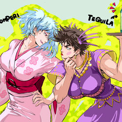 This is a pixiv picture whose title is ドンペリ娘 vs. テキーラ娘.