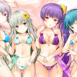 This is a pixiv picture whose title is 重藤秋穂、正岡真衣、神楽坂砂夜、千代浦あやめ（壁紙）.