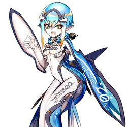 This is a pixiv picture whose title is 「碧い海のアーネリス」マンガネーム.