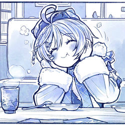 This is a pixiv picture whose title is 電脳雪見だいふくを頬張るシロちゃん.