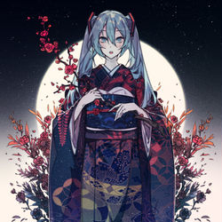This is a pixiv picture whose title is KIMONO MIKU.