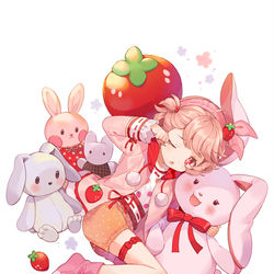 This is a pixiv picture whose title is ウサギ人形 いちご大福.