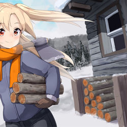 This is a pixiv picture whose title is 薪割り.