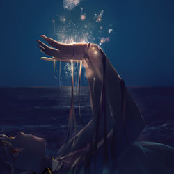 This is a pixiv picture whose title is 掌中花火.