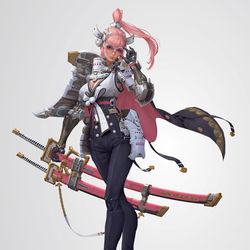 This is a pixiv picture whose title is Onna Bugeisha.