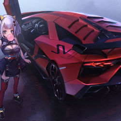 This is a pixiv picture whose title is Lamborghini Aventador SVJ.