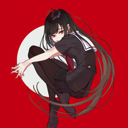 This is a pixiv picture whose title is 赤い瞳はミステリアス.