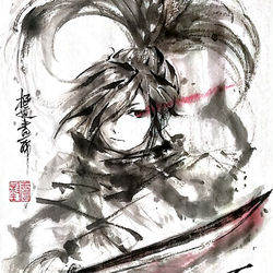 This is a pixiv picture whose title is 【極道水墨】百鬼丸.