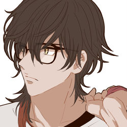 This is a pixiv picture whose title is 大倶利伽羅さんと眼鏡.