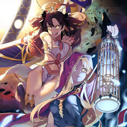 This is a pixiv picture whose title is 天と冥界の仲良し姉妹.