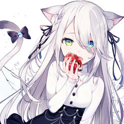 This is a pixiv picture whose title is 【告知】銀髪ちゃん合同誌.