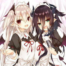 This is a pixiv picture whose title is ヴァンパイアメイドとサキュバスメイド.