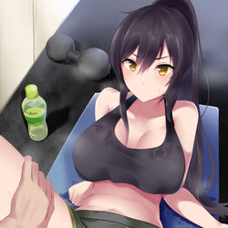 This is a pixiv picture whose title is 白瀬咲耶と一緒にトレーニング.