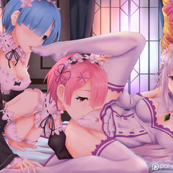This is a pixiv picture whose title is [Re:Zero] Mistress and Maids.