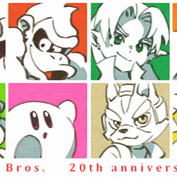 This is a pixiv picture whose title is スマブラ20周年！.